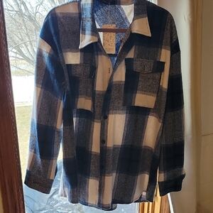 Blue and White Plaid Button-Up Shirt